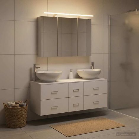 vidaXL Bathroom Furniture Set 4 pcs White Engineered Wood and Glass (1/5)