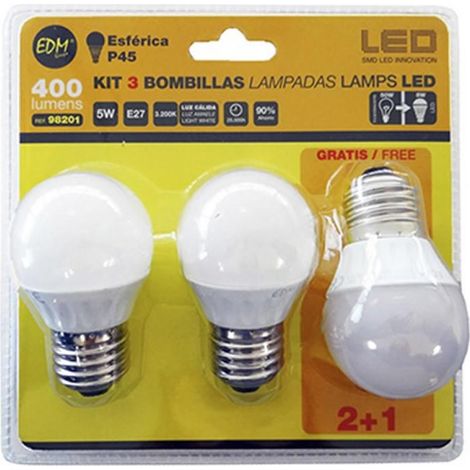 Set mit 3 E27 5W 400lm LED-Lampen, warmweiß EDM - 3200K - 98201