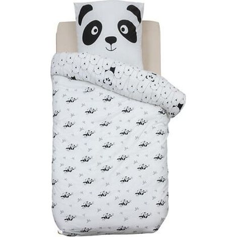 Parure de lit imprimée Panda 140 x 200 cm Réversible 100% Coton / 57 Fils/cm²