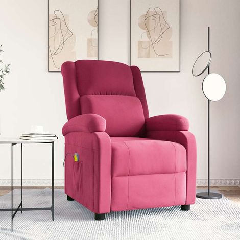 Fauteuil de massage-Chaise de relaxation-Fauteuil Relax Rouge bordeaux Velours 395293 (1/5)