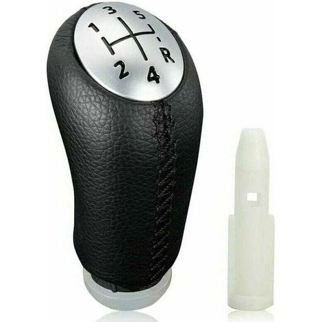 Pommeau de levier de vitesse manuel en cuir noir avec adaptateur pour Renault Clio III 2005-09, Megane 2 et Laguna 2003-09. (1/4)