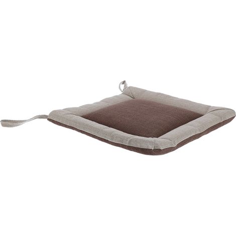 Le coussin d'assise est en lin, couleur café, indéformable, multicouche, en tissu coton-lin, avec des sangles réglables. (1/5)