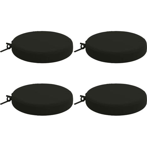 Seat Cushions SOEST 4 pcs 100% Polyester Black Ø 40 x 7 cm vidaXL
