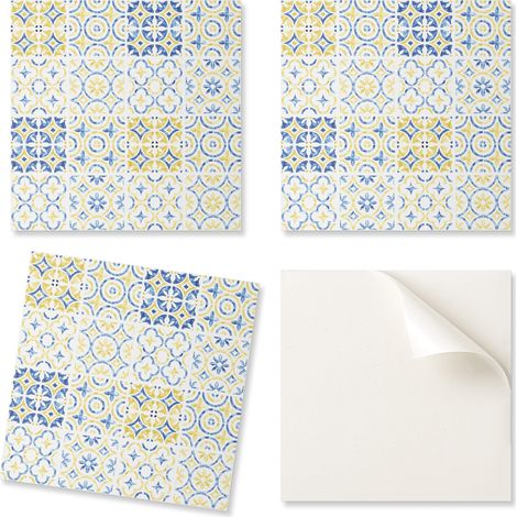 Juego de baldosas de vinilo autoadhesivas con estampado de mosaico y adornos, 20x20x20 cm.