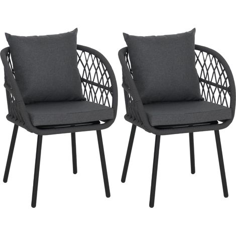 Lot de 2 chaises de jardin HWC-Q38, fauteuils de jardin avec accoudoirs, structure en aluminium tres (1/5)