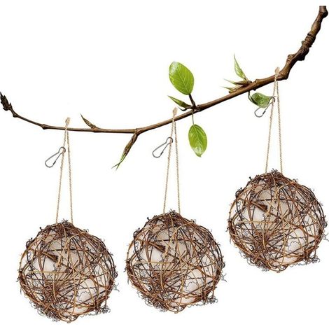 Lot de 3 supports de matériaux pour nid de colibris en forme de boule – Idée cadeau pour amateurs d’oiseaux – Décoration jardin intérieur et extérieur (1/5)