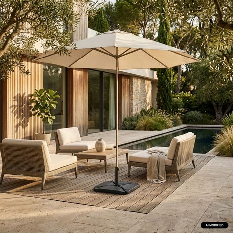 sweeek - Pied triangle en plastique anthracite pour parasol - Baso (1/3)