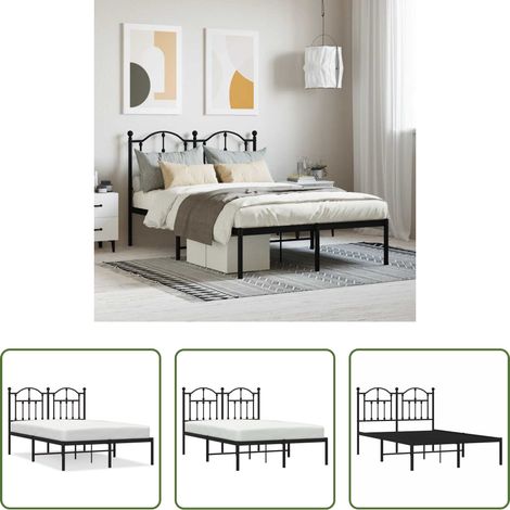 vidaXL Lit avec soutien - Cadre de lit métal sans matelas avec tête de lit noir 120x190cm (1/5)