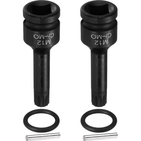 2 Pièces Douille Hexagonale À Choc, Douille À 12 Crans M12 Triple Square À Emmanchement 1/2" Acier CR-MO 12mm Avec Goupille Joint Torique Pour Adaptateur Perceuse (1/5)