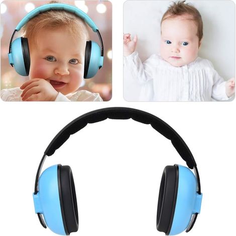 Orejeras protectoras para bebés, ABS y esponja de alta calidad para un ajuste cómodo y seguro, orejeras con cancelación de ruido, NRR 25dB SNR 27dB, protección auditiva (azul) (1/5)