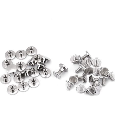 20 pièces écrous à tête plate en laiton vissés, rivets clous pour réparation et artisanat du cuir (5mm) (1/5)