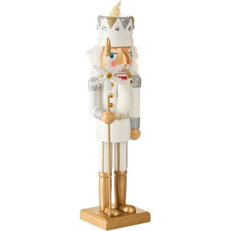 Nutcracker Figurine White Pine Wood Handmade Christmas Decor LJUNGAN