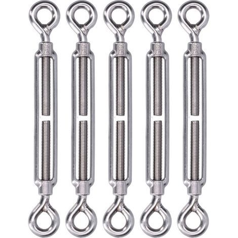 5-teiliges Ösen-zu-Ösen-Verbinderset für Stahlseile, Spannvorrichtung aus Edelstahl 304 für Sonnensegel, M6-Befestigungsmaterial (1/5)