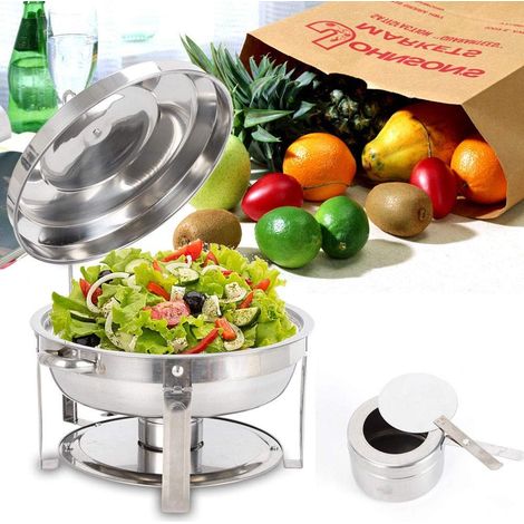 Chafing Dish Récipient de Maintien au Chaud en Acier Inoxydable pour la Cuisson, Le Buffet et la fête 7,5 l Rond (1/5)