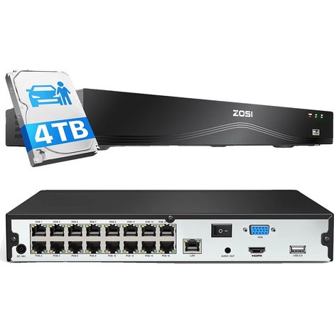 Registratore video di rete, 4 TB di spazio di archiviazione, rilevamento AI, 4T (1/5)