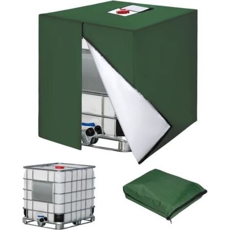 Housse de protection pour réservoir IBC de 1000L, 210D Housse salon de jardin, anti-poussière, anti-UV, avec fermeture éclair, 120 x 100 x 116 cm, Vert (1/5)