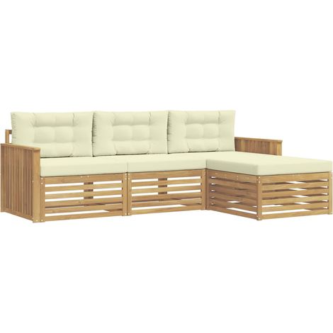 Outdoor Sofa Set 4 pcs White and Cream vidaXL (1/5)