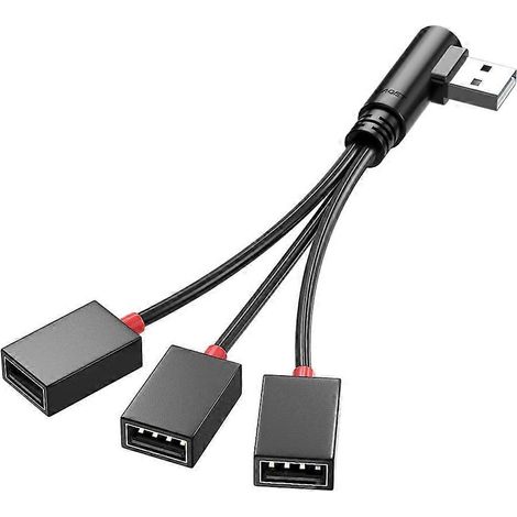 Câble répartiteur USB 3 en 1 vers hub 3 ports USB Type-C - Adaptateur/convertisseur - Courbure à droite