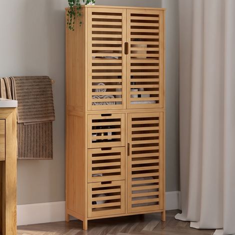 Mueble de baño de bambú BEA con 3 puertas y 3 cajones (1/5)