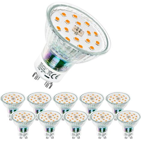 Ampoule GU10 LED 6W Equivalent 65W, GU10 LED 650lm 2700K Blanc Chaud, Non dimmable, Angle de Lumière 120° Lot de 10 - Blanc Chaud 2700K (1/5)