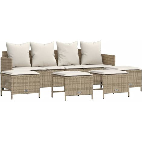 Set Divano da Giardino 5 pz con Cuscini Beige in Polyrattan vidaXL (1/5)
