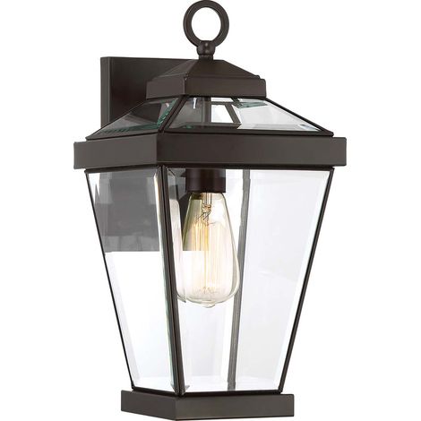 Lampada da esterno lampada da parete lanterna ottone vetro H 41,2 cm acciaio vetro bronzo IP44 (1/4)