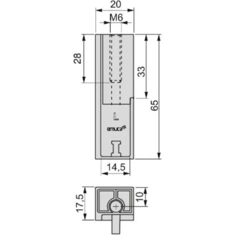 Reggitubo Emuca DX+SX Tubo Appenderia Rettangolare 30x15 Moka Alto (1/3)