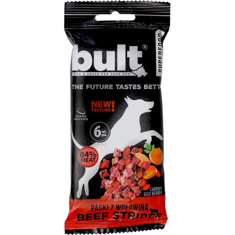 BULT Tasty Stripes Superfood, tiras de premio para perros, sabor a carne de res, 6 unidades (1/3)