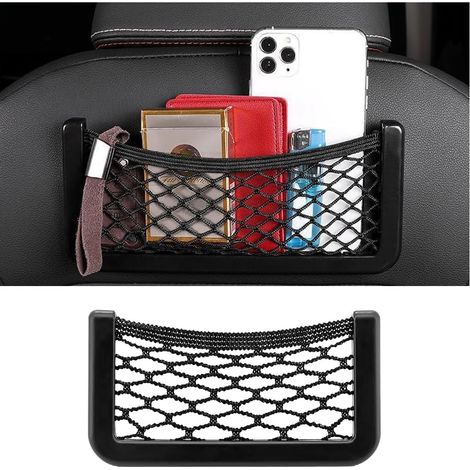 Filet De Rangement pour Voiture, Adhésif Elastique Filet De Rangement Sac, Filet Rangement Coffre De Voiture pour Caravane, Filets Élastiques avec Cadres en Plastique pour Voiture(Petit) (1/5)