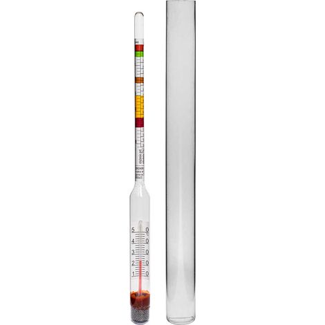 Mesureur de vin avec thermomètre dans un tube en plastique