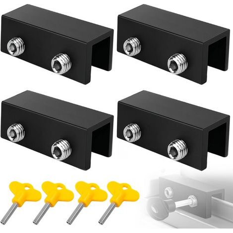 Butées de fenêtre - Lot de 4, butées anti-pincement de 6 cm pour portes coulissantes - Noir (1/5)