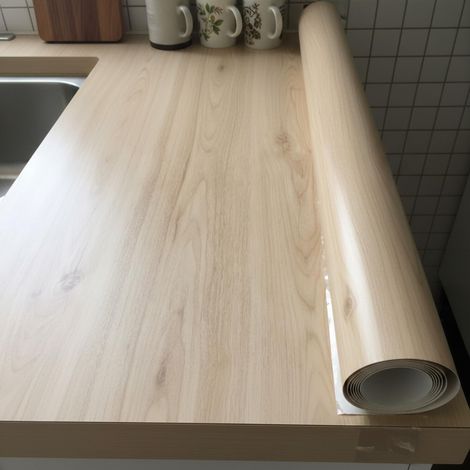 Papier Peint Adhésif Chêne Clair 60 cm x 3000 cm – Effet Bois Imperméable, Revêtement Mural Résistant, Facile à Poser, Décoration Moderne pour Salon, Chambre, Cuisine et Bureau (1/5)