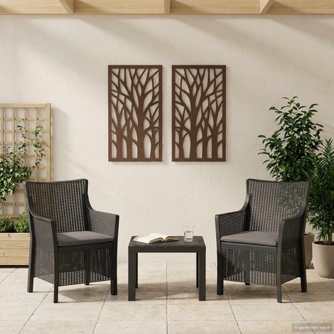 vidaXL Lounge Set with Cushion 3 pcs Anthracite PP