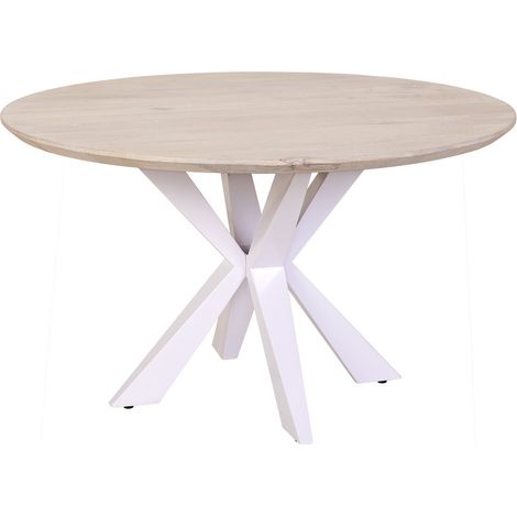 Mesa de comedor de madera blanca 130x130x77h cm