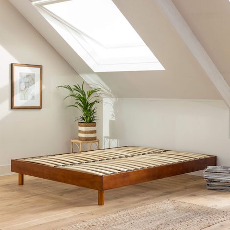 Terre De Nuit – Sommier tapissier en bois massif 140x200 – Épaisseur 27 cm avec pieds – Compatible tous matelas – Montage rapide en kit