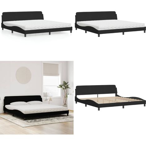 Lit avec matelas noir 200x200 cm velours - Lit Double - Lit Plateforme - Lit Design - Lit Velours - Literie - Home & Living (1/5)