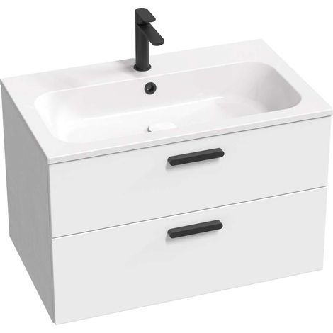 Ravak Chrome II - Meuble pour lavabo, 80x50x49 cm, 2 tiroirs, blanc brillant X000001746 (1/3)