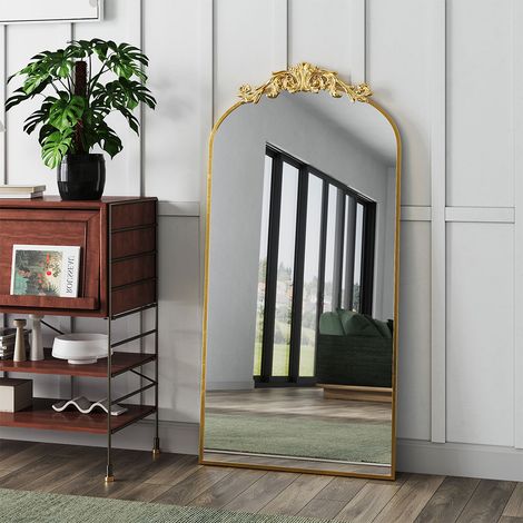 Gold Hollow Carved Antique Decoration Baroque Style Wrought Iron Decorative Mirror 60 cm W x 120 cm D (1/5)