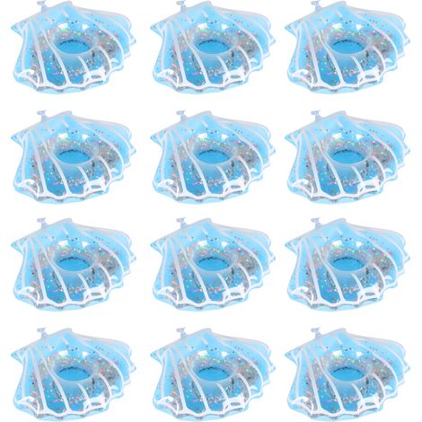 Lot de 12 sous-verres gonflables, porte-gobelet flottant en PVC, forme coquillage pour piscine et plage (1/5)