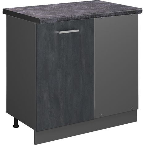Meuble d'angle R-Line, Béton noir, 86 cm PT Anthracite, Vicco