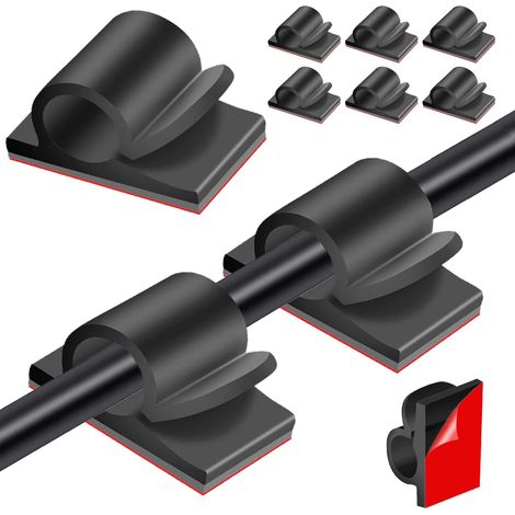 Fascette autoadesive per cavi, 40 pezzi, supporto per gestione cavi USB e HDMI, fascette rotonde per cavi - AquaForge (1/5)