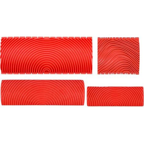 4 Pièces Outil à Grain de Bois, Grain à Effet Bois pour la Décoration - Rouge,Outil de Grain de Bois de Caoutchouc Grain à Effet Bois pour la Décoration (1/5)