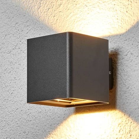 [NEUWERTIG] B-Ware Lucande Außenwandleuchte Wandlampe Led Licht Grafitgrau Aludruckguss Glas Warmwe