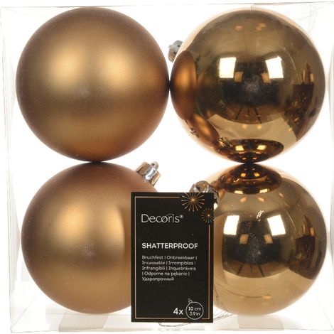 CONFEZIONE DA 4 PALLINE DI NATALE, Ø10 CM, MARRONE