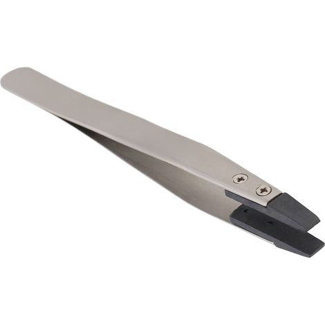 Pince brucelles plastique fibre carbone tête plate antistatique mate sablée pour électronique (1/5)