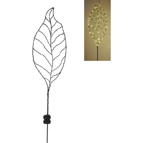 TrendLine LED-Stecker Blatt Eisen 130 x 28 cm schwarz warmweiß