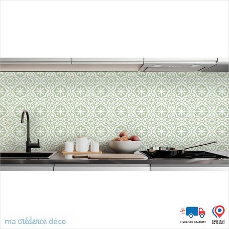 Crédence : Carrelage classique 3 - Couleur Vert blanc - Alu composite - 60 - 120 (1/3)