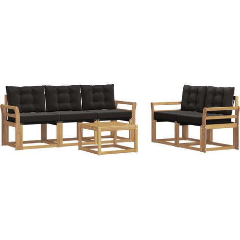 Outdoor-Sofagarnitur 6 Stk. Weiß und Schwarz vidaXL (1/5)