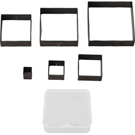 Ensemble de 6 emporte-pièces carrés pour cuir, longueurs de côté : 5 mm, 10 mm, 15 mm, 20 mm, 25 mm et 30 mm, en acier allié. (1/5)