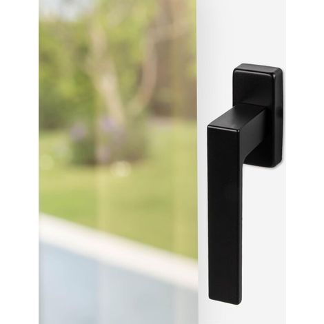 Ferrure de porte en aluminium - poignée de fenêtre noire sur base carrée 1 pce ,poignée de fenêtre,poignées de portes et de fenêtres (1/5)